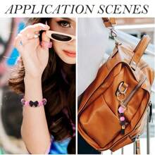 30 件粉色和黑色硅胶珠星玫瑰蝴蝶结装饰 15 毫米圆形和多边形焦点珠工艺品 DIY 珠宝制作套件、串珠用品、串珠爱好者的礼物 - 彩色 - 查看 6