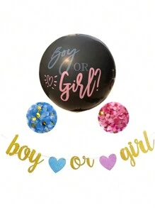 1pc Gender Reveal 36-Inch Balloon Kit For Newborn Baby Party Decorations, Boy Or Girl Announcement Baby Shower Family Decorations Gifts - Black - View 11