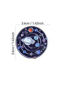 1 pieza Broche de solapa personalizado de sistema solar de metal con goteo, insignia de moda adecuada para mochilas, ropa y accesorios, para todas las estaciones - Multicolor - Ver 5