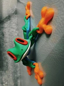 1pc 3D Printed Magnetic Frog Decorative Statue, Movable Joints, Desktop Or Refrigerator Decor - Multicolor - View 3