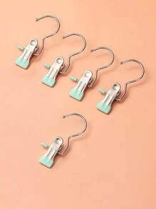 5pcs Stainless Steel Multi-Functional Clips With Hooks, Suitable For Hanging Pants, Skirts, Hats, Socks & More, Home Storage Clips - Multicolor - View 15