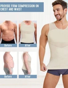 Nebility Men's Compression Shirt For Body Shaper Slimming Vest Tight Tummy Underwear Tank Top