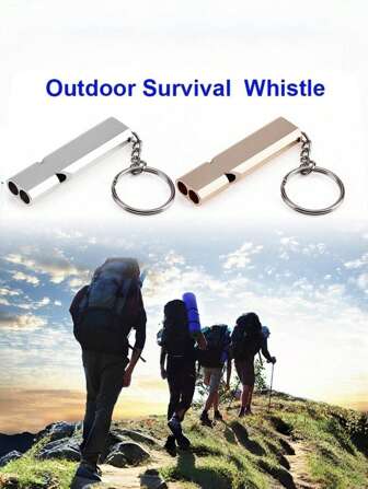 1 pieza Silbato de aleación de alta calidad de 160 dB con doble orificio para exterior, llavero, herramienta de emergencia para camping y salvamento de vida, disponible en varios colores, opción de regalo ideal