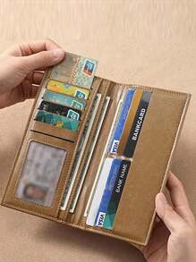 2025 New Long Wallet For Men Slim Leather Multi-Function Combo Driver's License And Bifold Wallet Card Holder Wallet Business Card Holder Credit Card Holder Id Card Holder