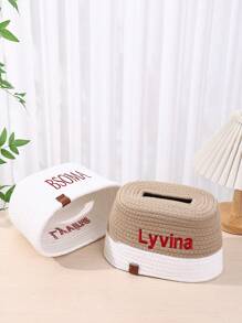 Porta fazzoletti personalizzato, design intrecciato in corda, stile nordico, porta rotolo di carta quadrato, decorazione per casa, salotto, camera da letto, bagno, tavolo da pranzo, testo personalizzabile