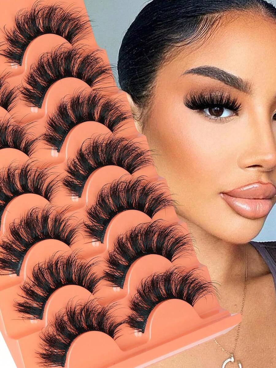 10 Pasang Bulu Mata Palsu Set Lengkap, Bulu Mata Gaya Rusia, Bulu Mata Lengkung D Lembut Mirip Mink, Bulu Mata Panjang Gaya Mata Kucing, Bulu Mata Tebal Alami, Ekstensi Bulu Mata Bervolume, Alat Makeup Penting untuk Perjalanan - Hitam - View 1
