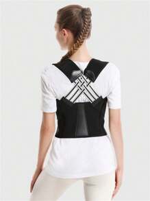1 Piece Adult Posture Corrector Belt For Spine Alignment, Back Straightener For Students And Children To Correct Hunchback Posture While Writing - Black - View 7