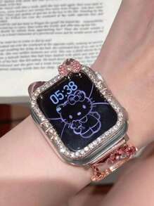 Sanrio 1pc Multifunctional Rhinestone Studded KT Cat Design Watch Case Compatible With Apple Watch S10 Series 987654SE, 40mm/41mm/42mm/44mm/45mm/46mm (Watch And Strap Not Included)