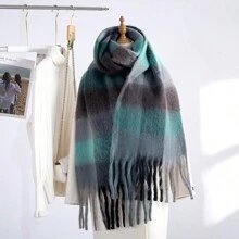 1pc Plus Size Plaid Scarf, Soft & Warm Winter Scarf For Women