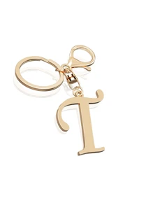 1 pieza Llavero con letra de oro avanzado y elegante, colgante con letra tridimensional, llavero clásico y simple, decoración, accesorio de bolso, versátil para bolsos de trabajo, escuela, compras, mochilas, bolsos de mano, accesorio de bolso, adecuado para regalar a amigos, familia, parejas, novias, regalos importantes, recuerdos de vacaciones