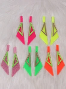 1 Cặp bông tai tam giác hình học hai lớp màu neon thời trang dành cho nữ - tam giác đôi huỳnh quang - Xem 7