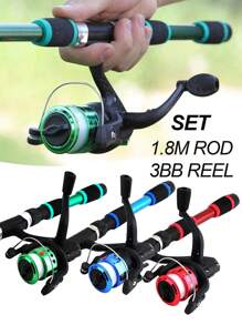 Set completo de caña de pescar telescópica con carrete giratorio, señuelos, anzuelos y accesorios de pesca para viaje