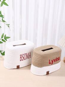 Porta fazzoletti personalizzato, design intrecciato in corda, stile nordico, porta rotolo di carta quadrato, decorazione per casa, salotto, camera da letto, bagno, tavolo da pranzo, testo personalizzabile