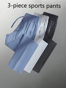 3pcs/Set Women's Lightweight High Waist Straight Leg Quick Dry Pants, Casual & Outdoor Sports Running Cropped Trousers For Summer