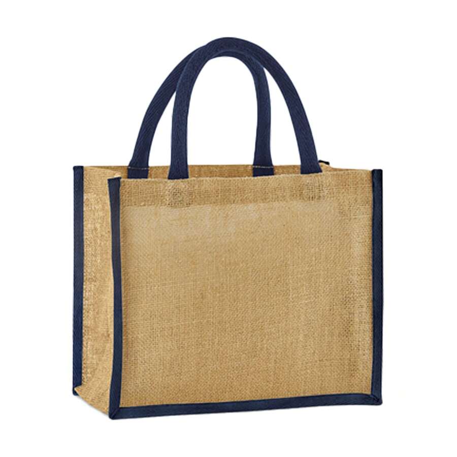Midi Starched Jute 14L Tote Bag (Natural/Navy) - Beige - View 1