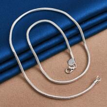 朋克风 1 件装 925 镀银 3 毫米蛇骨链项链 时尚男女婚礼派对礼物珠宝配饰 - 銀色 - 查看 3