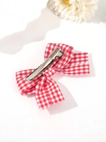 2 件时尚格子蝴蝶结发夹 - 彩色 - 查看 4