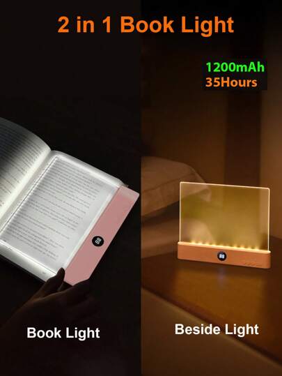 1pc LED Book Reading Transparent Flat Panel Light,LED Flat Panel Night Vision Reading Lamp,LED Smart Reading Lamp,3.7V/1200mAh Rechargeable 3 Color Temperatures, 0-99 Display With Timer Function, Student Night Lamp,Eye-Care Reading Light,Beside Light,Night Light,Perfect Gift For Students, Friends And Family,Ideal For Nighttime Reading Wireless And Portable Book Light For Travel