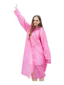 Portable Waterproof Rain Coat Trench Coat - 黑色 - 查看 3