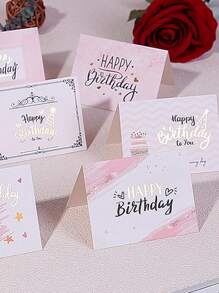 10 PCS Foil Greeting Cards, Personalized Birthday Gift Cards, Birthday Cake Wishes Cards, Birthday Folded Greeting Cards Pieces, Simple Little Fresh Cards, Gifts Flower Shop, Wishes Birthday Cards For Friends And Family., Back To School Valentine Day