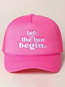 1 Stück Baseballkappe mit Bestickung "Let The Fun Begin", Truckerkappe, leichte atmungsaktive Outdoor Sonnenschutzkappe mit Verstellbarkeit, geeignet für Frühling, Herbst, Reisen, Wandern, Radfahren - Baseball-Netzkappe - Übersicht 3