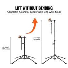 Bike Repair Stand, Heavy Duty Aluminum Bike Repair Stand, Adjustable Height Bicycle Maintenance Workbench With Magnetic Tool Tray Telescopic Arms, Foldable Bicycle Workbench For Home, Shop - 80 lbs Đen - Xem 3