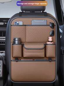 1pc Car Seat Back Storage Organizer Bag, With Tissue Box Holder