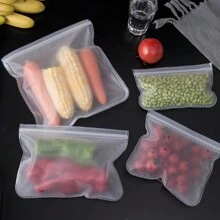 可重复使用的食品储存袋 - 硅胶冷冻袋，食品储存袋防漏冷冻直立可重复使用食品收纳袋，适用于肉类、水果和蔬菜的多重防漏袋