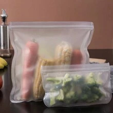 可重复使用的食品储存袋 - 硅胶冷冻袋，食品储存袋防漏冷冻直立可重复使用食品收纳袋，适用于肉类、水果和蔬菜的多重防漏袋