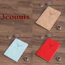 1pc/2pcs/3pcs/6pcs 平装鹿头小羊皮 200 页笔记本，软皮/护眼纸/丝带书签/鹿头 LOGO，适合商务办公/校园生活/日常生活/节日礼品/日记本/手帐本/会议笔记本