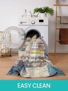 DAJIANG 1 pieza Alfombra grande de área, lavable, alfombra moderna de múltiples estampados abstractos, plegable, fácil de cuidar, adecuada para sala de estar, pasillo, mesita de noche, sala de estar, dormitorio, decoración del hogar, decoración gruesa para entrada, baño, decoración de cocina
