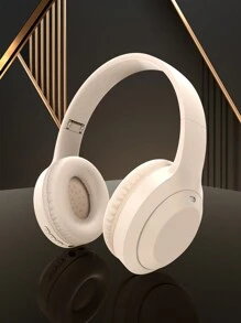 Auriculares inalámbricos Bluetooth blancos, auriculares plegables tipo over-ear, auriculares estéreo de alta fidelidad con micrófono incorporado para teléfono/TV/PC/MP4/hogar/oficina