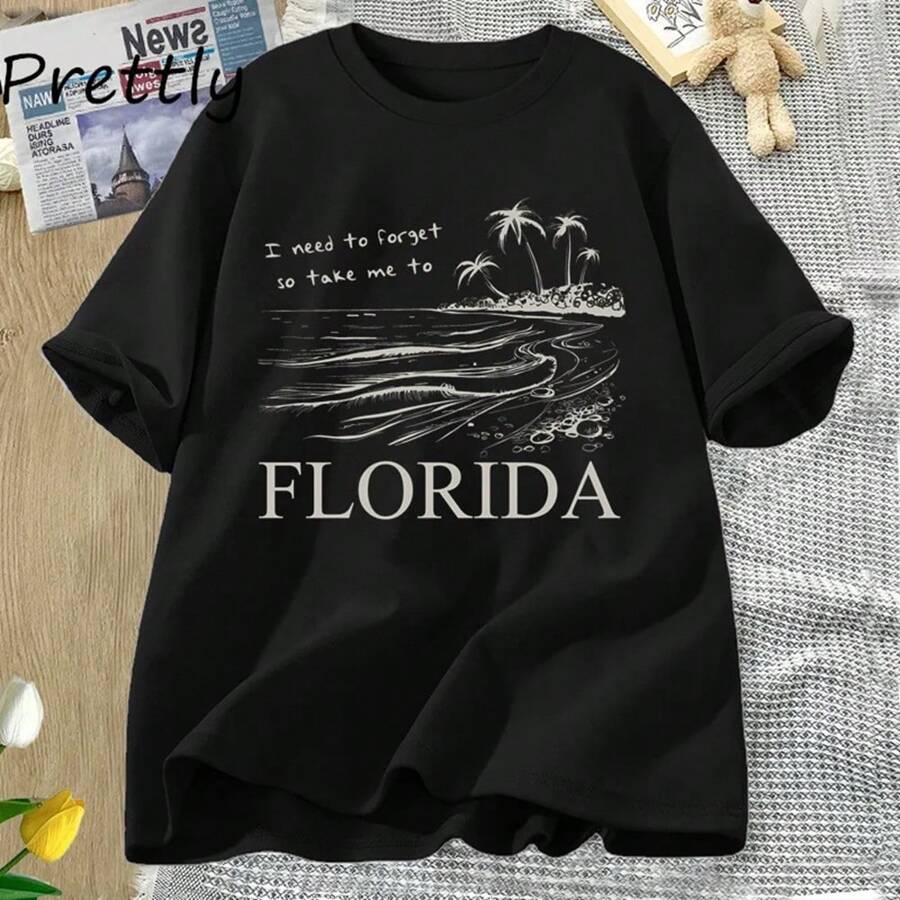 I Need To Forget So Take Me To Florida T Shirts Women Loose Tortured Poets Department Tee TTPD Tshi - màu đen - Xem 1