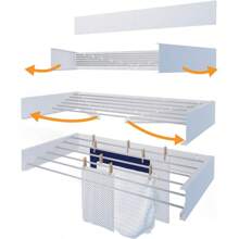 Hot Flow Glide Foldable Wall Mounted Clothes Rack Retractable Clothes Ying Rack. Sleek Design With 6 X 100cm Rods For 6m Of Hanging Line. Perfect For Saving Space. 25kg Capacity 100cm White - White-1000mm - View 1