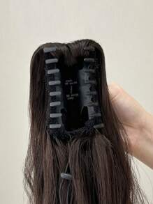 Extensiones de cabello sintético ondulado de 24 pulgadas de largo con pinza, aptas para mujeres, niñas, fiestas y uso diario - Marrón - Ver 8