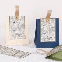 10 Stücke kleine Hochzeits-Party Gastgeschenk Boxen Süßigkeiten Verpackung Schokoladen Geschenkboxen zum Befüllen Braut Geburtstag Dusche Buchstaben Blumen Design als Dankeschön für Gäste Geburtstag - große vertikale Box - Übersicht 4
