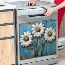 1pc Sunflower & Daisy Floral Vase With Pastoral Landscape Oil Painting Style Decorative Wall Sticker, Self-Adhesive Removable PVC, Suitable For Living Room, Bedroom, Kitchen And Other Walls Gifts Birthday Graduation Room Decor Home Decor Wall Decor Bathroom Decor Bedroom Decor Room Decoration Stuff Living Room Decor House Decor Home Decor Living Room Wall Paper Stickers Personalised Stickers