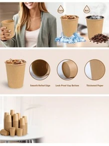 9盎司棕色纸杯，棕色一次性纸咖啡杯，无瑕疵纸杯，适用于冷热饮，适合聚会、家庭、办公室使用，未漂白棕色热咖啡杯 - 彩色 - 查看 11