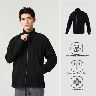 lanbu Erkek Outdoor Ceket Erkek Dik Yaka Streç Ceket Örme Ceket LS1005A92001LB