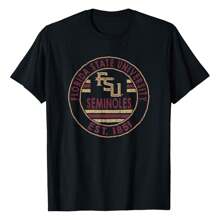 Florida State Seminoles Vintage FSU Logo Officially Licensed T-Shirt Graphic Tees Short Sleeve Casual Women T Shirts 100% Cotton Tee Shirt Womens Short-Sleeved Funny Printed Women's T-Shirts Summer Tops Soft Comfy Everyday Wear Gift Woman Tshirt Black - màu đen - Xem 1