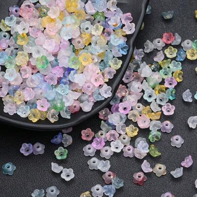 500pcs/Set 3*6mm Small Lily Of The Valley Beads, Colorful Acrylic Bead Caps, Fashion Jewelry Accessories, Handmade Craft Materials