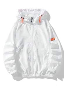女士轻薄夏季防晒外套，带口袋的薄款连帽长袖防晒衫 - 白色 - 查看 1