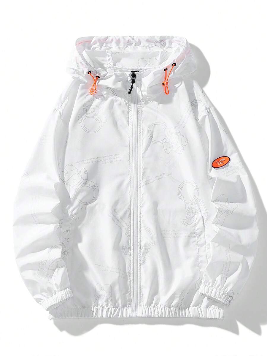 女士轻薄夏季防晒外套，带口袋的薄款连帽长袖防晒衫 - 白色 - 查看 1