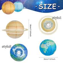 8 件/套 10 英寸和 12 英寸行星纸灯笼装饰，8 大行星主题派对挂饰，宇航员主题生日派对灯笼 - 彩色 - 查看 6