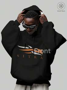 Y2K,SITKA Gear,Hoodie For Men -  Long Sleeve, Regular Fit, Street Style, Digital Print, Casual Pullover With Kangaroo Pocket, Ideal Gift - 黑色 - 查看 3