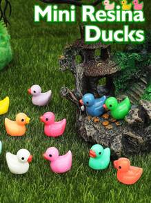 10/20/30/50/100/150/200 piezas Figuritas pequeñas de patos de resina miniatura de plástico pequeña para decoración de casa de muñecas, jardín de hadas, paisaje y acuario