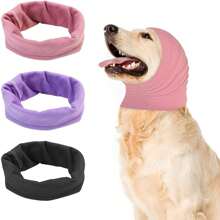 Paraorecchie per toelettatura di cani, che riducono il rumore, ad alta elasticità, morbidi, caldi, per alleviare lo stress, accessorio per cani che copre orecchie e testa, resistente al vento, con cancellazione del rumore, fascia calda per cani