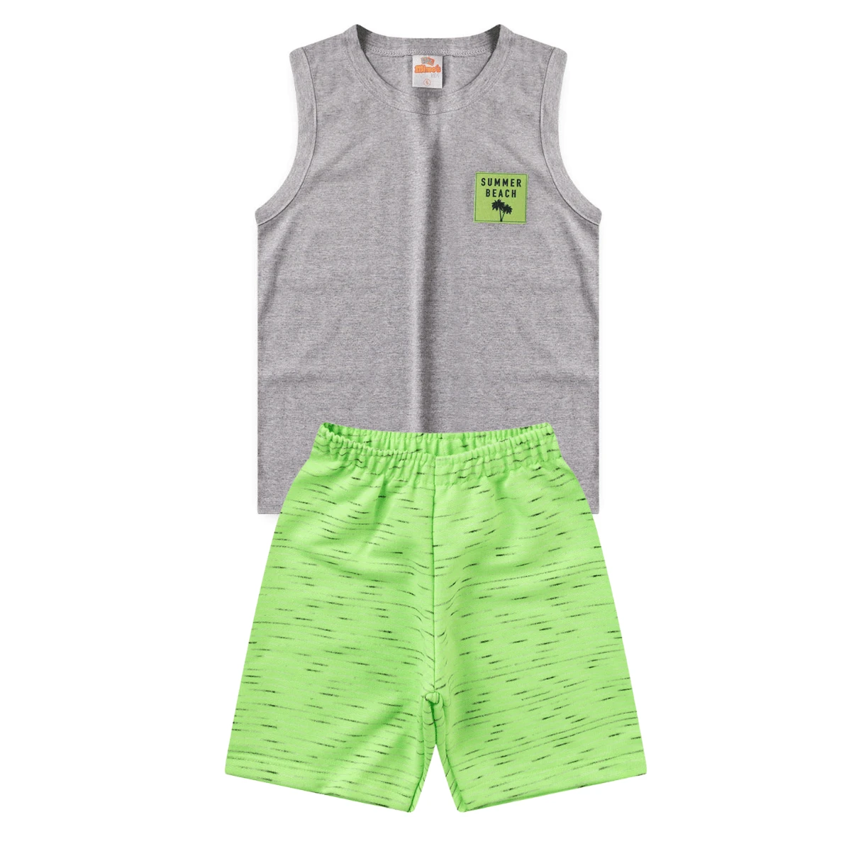 Boys' Plain Applique Tank Top Set Size 1 To 14 Years - Xám - Xem 1