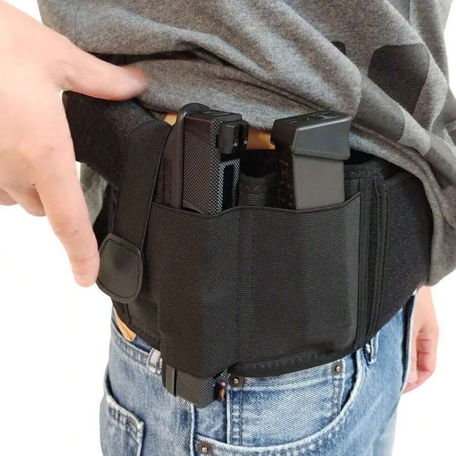 Goldmiky Holster Bande Ventrale Élastique Pour Port Dissimulé - Ceinture Tactique Respirante Avec Poche Chargeur Amovible Pour Pistolet