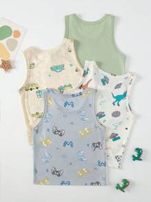 4 件装男孩无袖背心、薄款汗衫或外套，适合 4-12 岁儿童